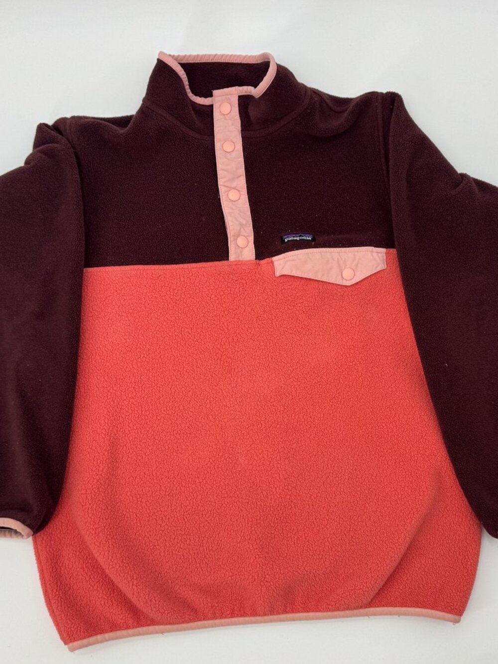 Patagonia Synchilla Snap-T Fleece Pullover Girls XL 14 Burgundy Coral Fits W S